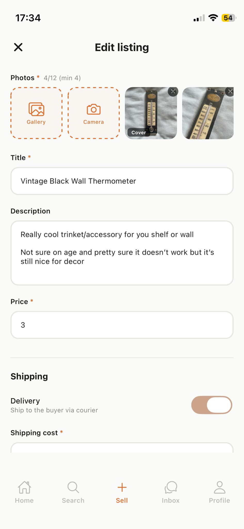 List an item for sale on Finds